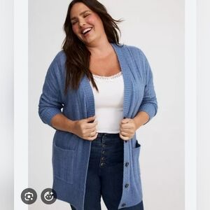 Torrid Blue Button-Up Cardigan Sweater